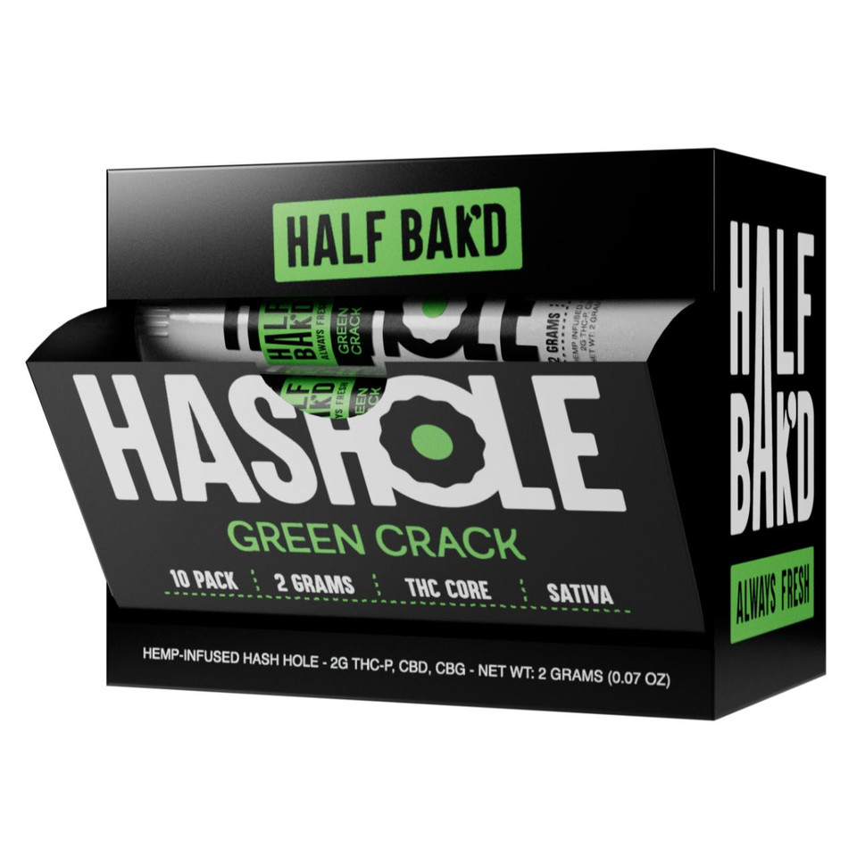Half Bak'd THC Core Hash Hole Pre rolls 2G -1COUNT Green Crack Sativa