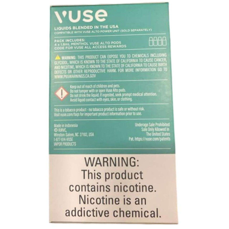 Vuse Alto Prefilled Replacement Pod 1.8ML - 2.4% - (Pack of 4) Menthol