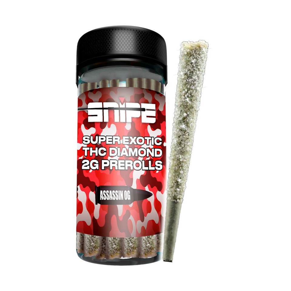 Snipe THCP Diamond Coated Prerolls Jar 2G -10PK Assassin OG Hybrid