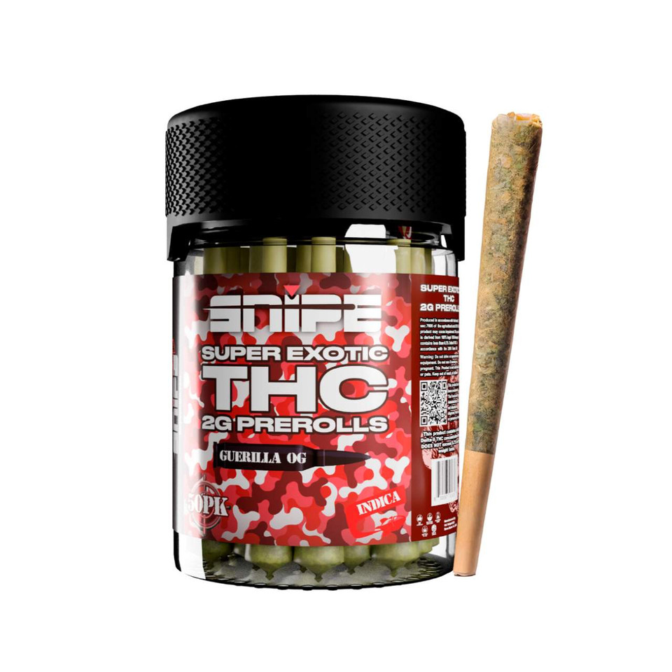 Snipe THCP Naked Prerolls Jar 2G - 50PK Guerrilla OG Indica