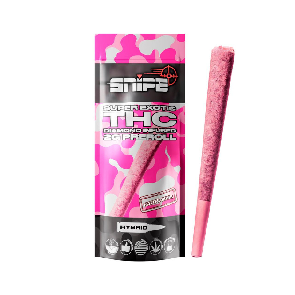 Snipe THCP Diamond Infused Pink Prerolls 2G -1PK Glitter Bomb Hybrid