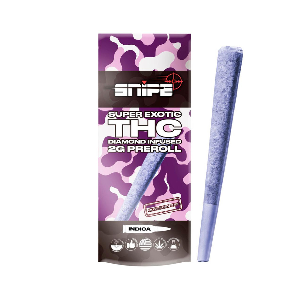 Snipe THCP Diamond Infused Purple Prerolls 2G -1PK Grand Daddy Purp Indica