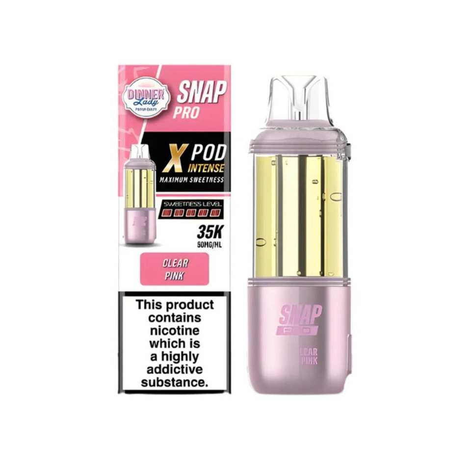 Dinner Lady Snap Pro Intense 35K Replacement Pod Cartridge - 1PK Clear Pink