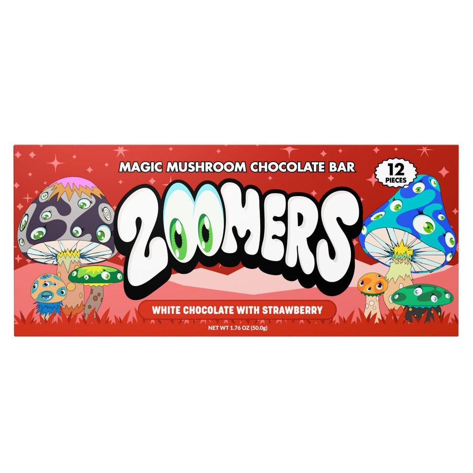 Zoomers Magic Mushroom Chocolate Bar White Chocolate with Strawberry