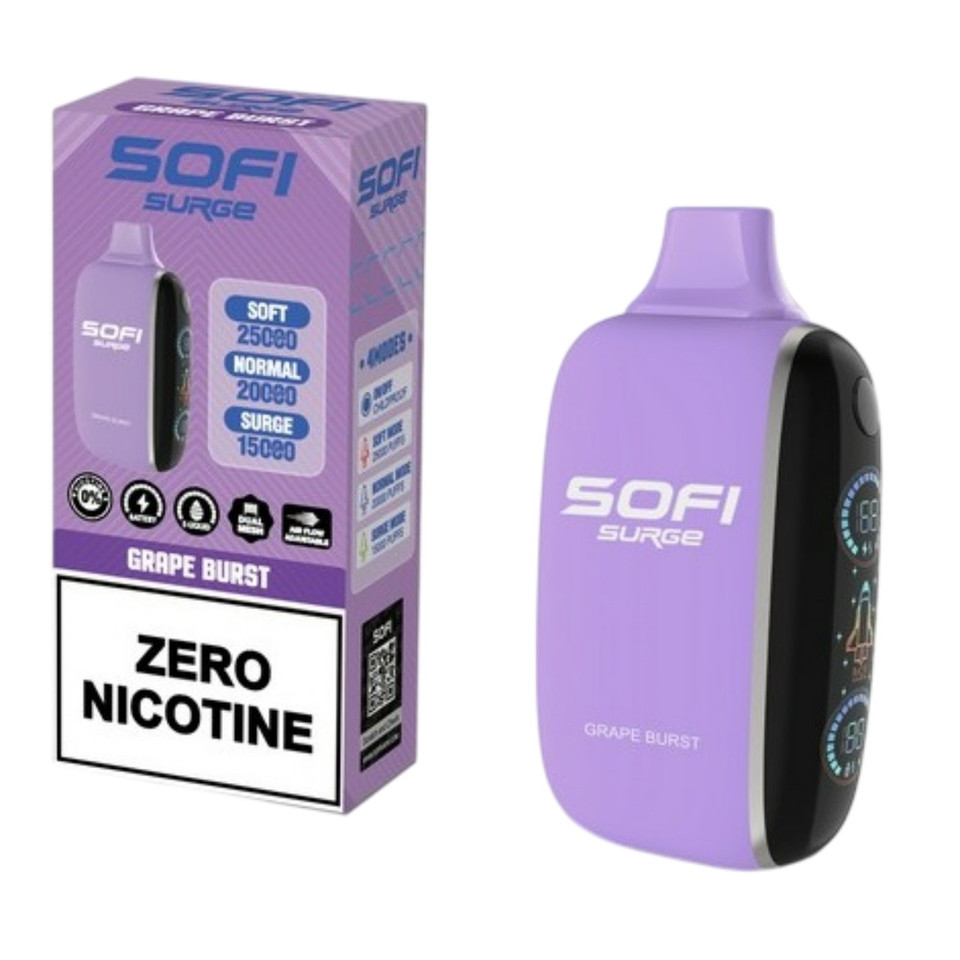 Sofi Surge Zero Nicotine 25000 Puff Disposable Grape Burst