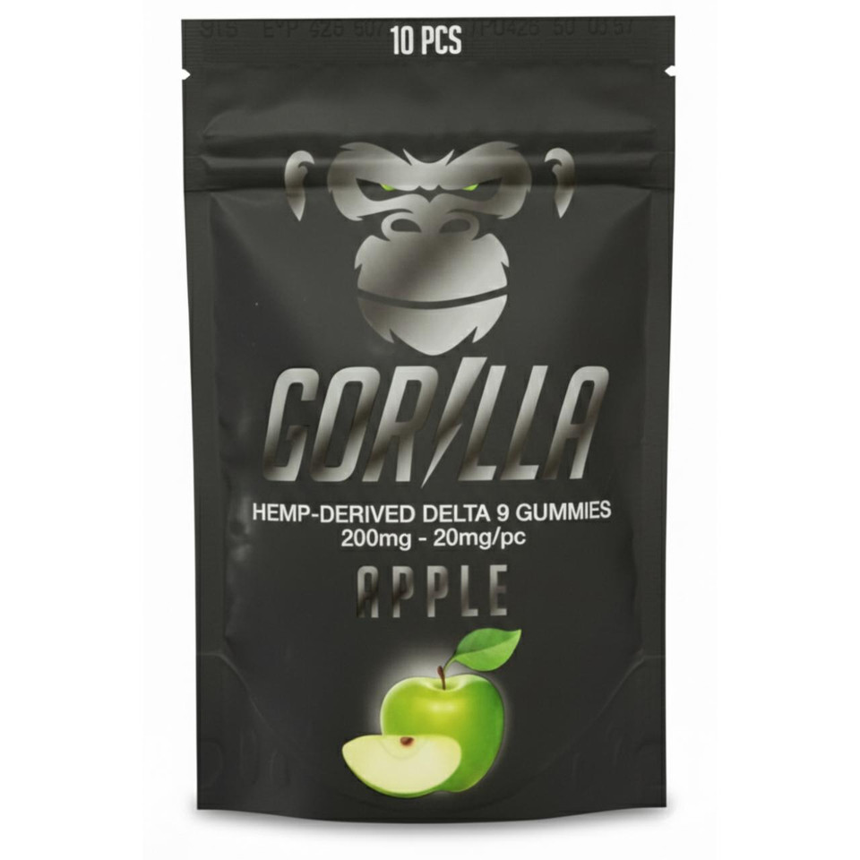 Gorilla Delta 9 THC Gummies 200MG-10PC Apple