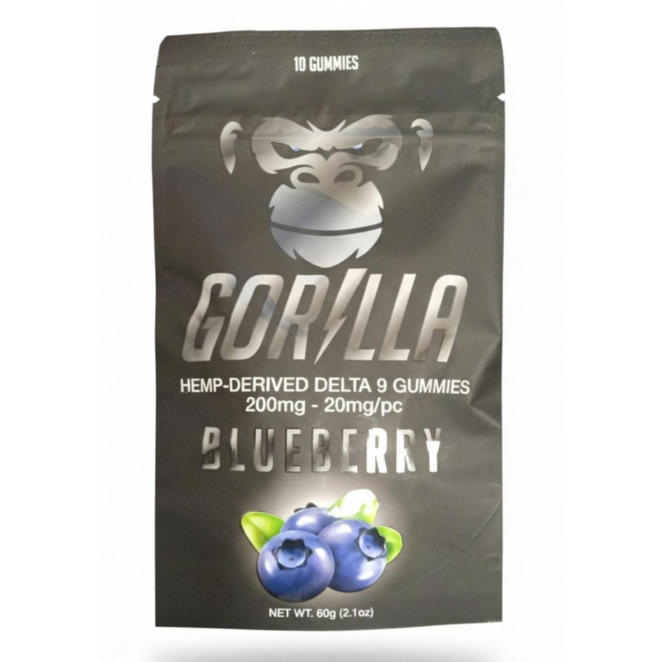 Gorilla Delta 9 THC Gummies 200MG-10PC Blueberry