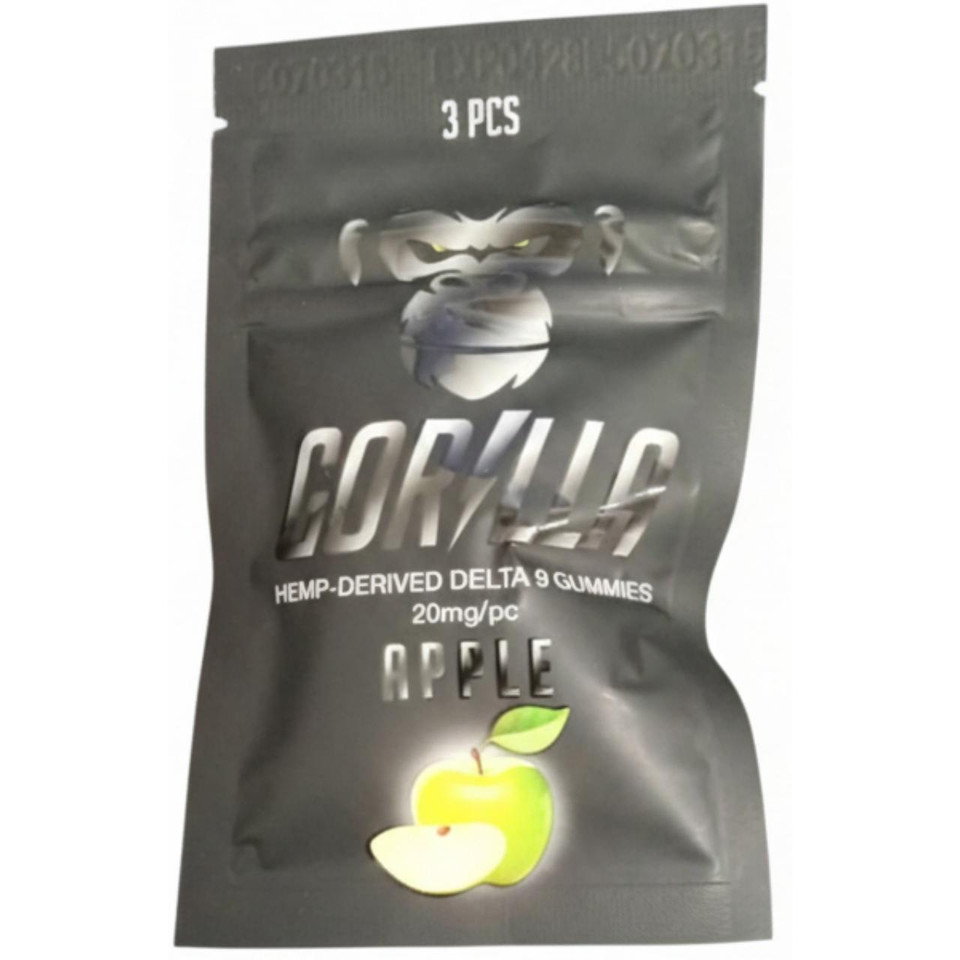 Gorilla Delta 9 THC Gummies 60MG-3PC Apple