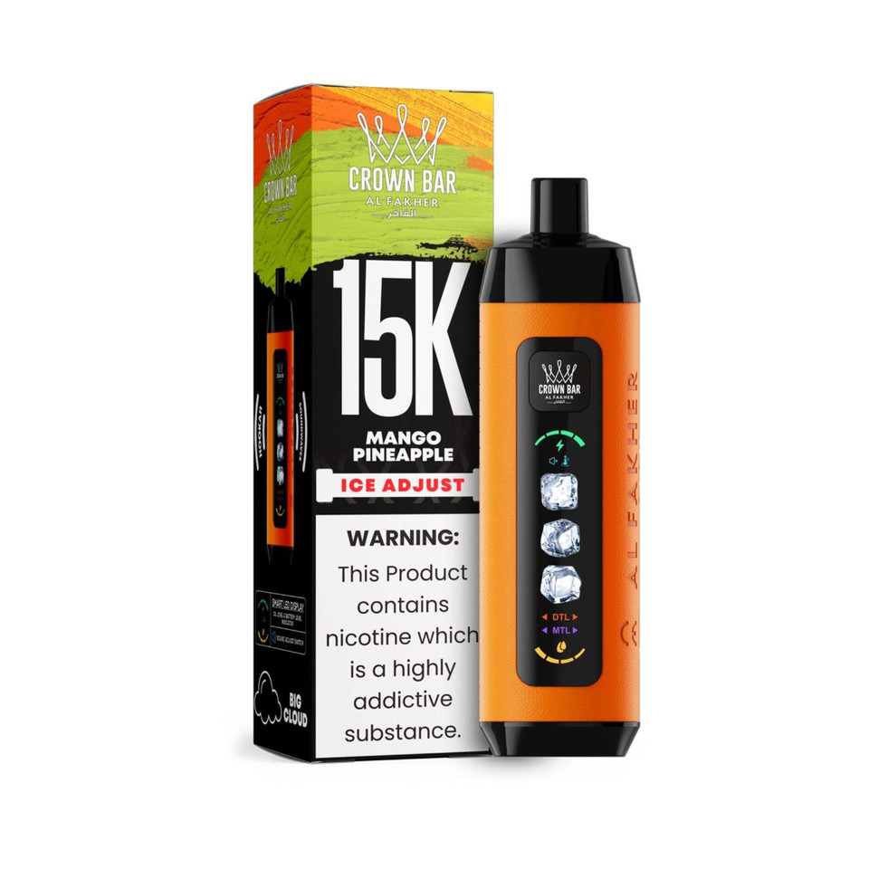 Al Fakher Crown Bar Ice Adjust 15K Puff Disposable Mango Pineapple