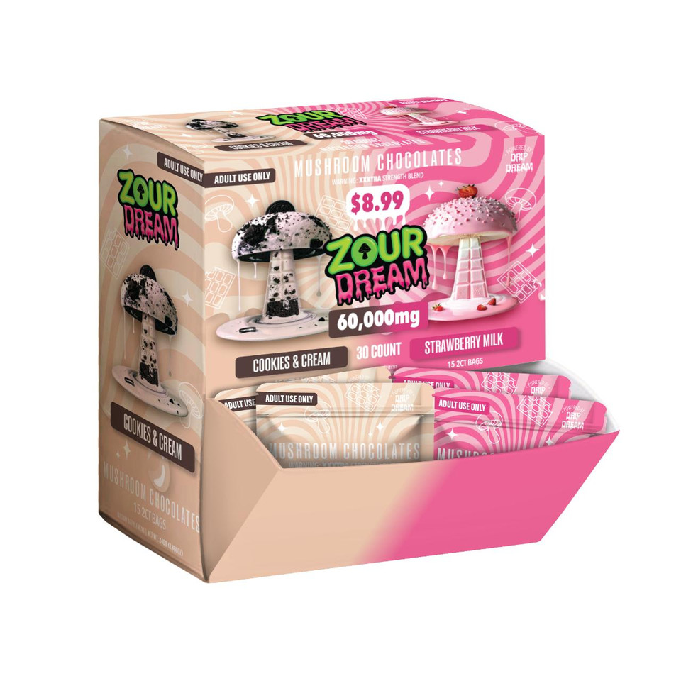Zour Dream Mushroom Chocolate 60000MG-30CT Cookies CreamStrawberry Milk