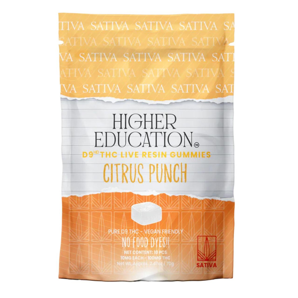 Higher Education D9 Live Resin Gummies 100MG-10CT Citrus Punch