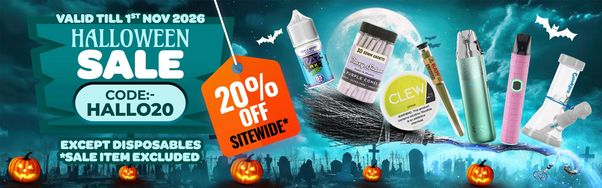 Get 20% off Sitewide - Except Disposable | Use Code: HALLO20