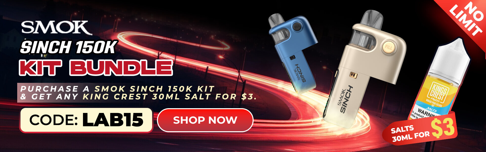 Buy sinch and get king crest salt 30ml at $3