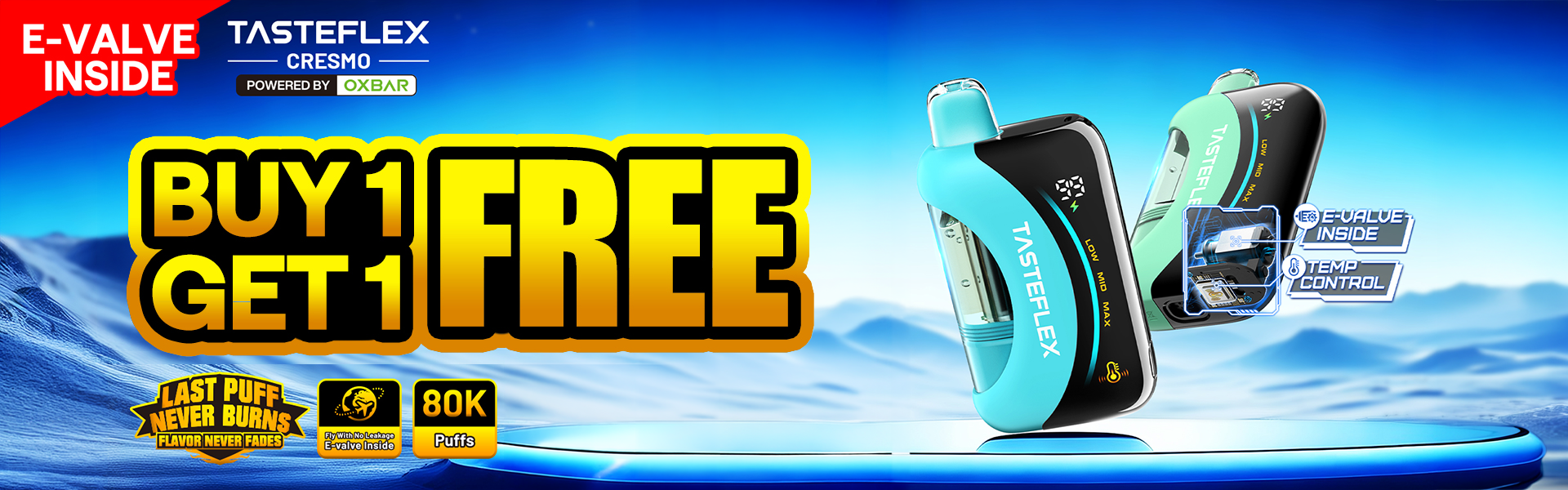 TasteFlex Cresmo Disposable (80000 Puffs) - Buy 1 Get 1 Free
