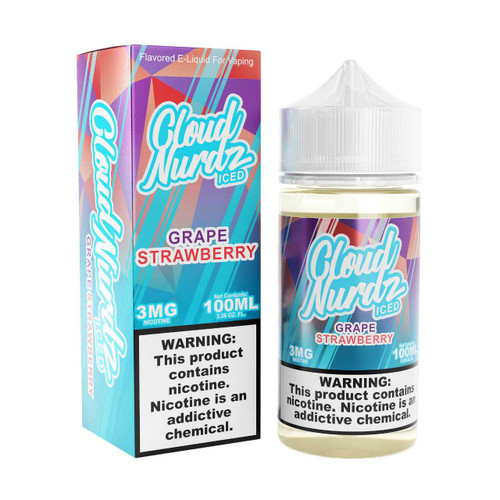 Cloud Nurdz Iced Grape Strawberry Synthetic Nicotine 100ml E-Juice