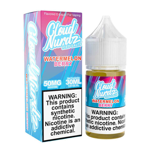 Cloud Nurdz Salts Iced Watermelon Berry Synthetic Nicotine 30ml E-Juice