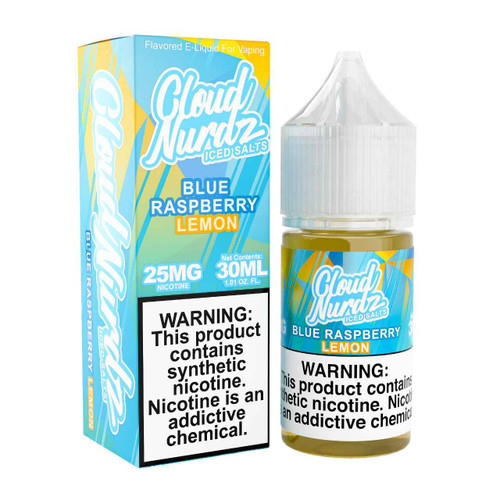 Cloud Nurdz Salts Iced Blue Raspberry Lemon Synthetic Nicotine 30ml E-Juice