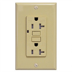 AH Lighting GFCI/20/TR/WR/I/UL943/2018 GFCI Receptacle, 120 V, 20 A, Ivory available at Hep Sales & North Main Lumber image number 1