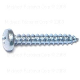 Midwest Fastener 03251 Screw, #10-12 Thread, 1-1/4 in L, Coarse Thread, Pan Head, Phillips Drive, Steel, Zinc, 100 PK available at Hep Sales & North Main Lumber image number 1