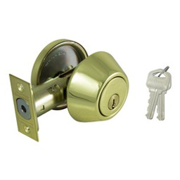 ProSource DB71V-PS Deadbolt, 3 Grade, Polished Brass, 2-3/8 to 2-3/4 in Backset, KW1 Keyway available at Hep Sales & North Main Lumber image number 1