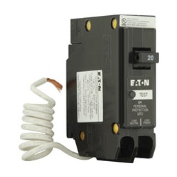 Eaton BRN120GF Circuit Breaker, GFCI, Type BR, 20 A, 1-Pole, 120/240 VAC, Trip-to-Center Trip, Plug available at Hep Sales & North Main Lumber image number 1