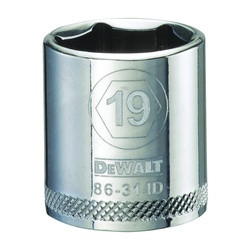 DeWALT DWMT86314OSP Hand Socket, 19 mm Socket, 3/8 in Drive, 6-Point, Vanadium Steel, Polished Chrome available at Hep Sales & North Main Lumber image number 1