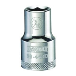 DeWALT DWMT86443OSP Drive Socket, 7/16 in Socket, 1/2 in Drive, 6-Point, Steel, Polished Chrome Vanadium available at Hep Sales & North Main Lumber image number 1