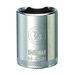 DeWALT DWMT86452OSP Drive Socket, 7/8 in Socket, 1/2 in Drive, 6-Point, Steel, Polished Chrome Vanadium available at Hep Sales & North Main Lumber image number 1