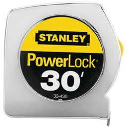 Stanley 33-430 Measuring Tape, 30 ft L Blade, 1 in W Blade, Steel Blade, ABS Case, Chrome Case available at Hep Sales & North Main Lumber image number 1