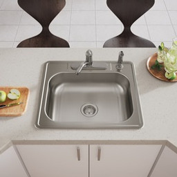 DAYTON D125224 Kitchen Sink, 4 in Faucet Centers, 4-Faucet Hole, 25 in OAW, 6-9/16 in OAD, 22 in OAH, 1-Bowl available at Hep Sales & North Main Lumber image number 1