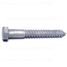 Midwest Fastener 05596 Lag Screw, 1/2-6 Thread, 4 in OAL, 2 Grade, Galvanized Steel, SAE Measuring available at Hep Sales & North Main Lumber image number 1