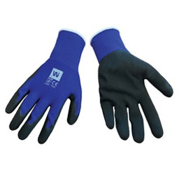 Wi LNG-B11 Gloves, High-Dexterity, 11, Latex Coating, Polyurethane/PVC Glove, Black/Blue available at Hep Sales & North Main Lumber image number 1