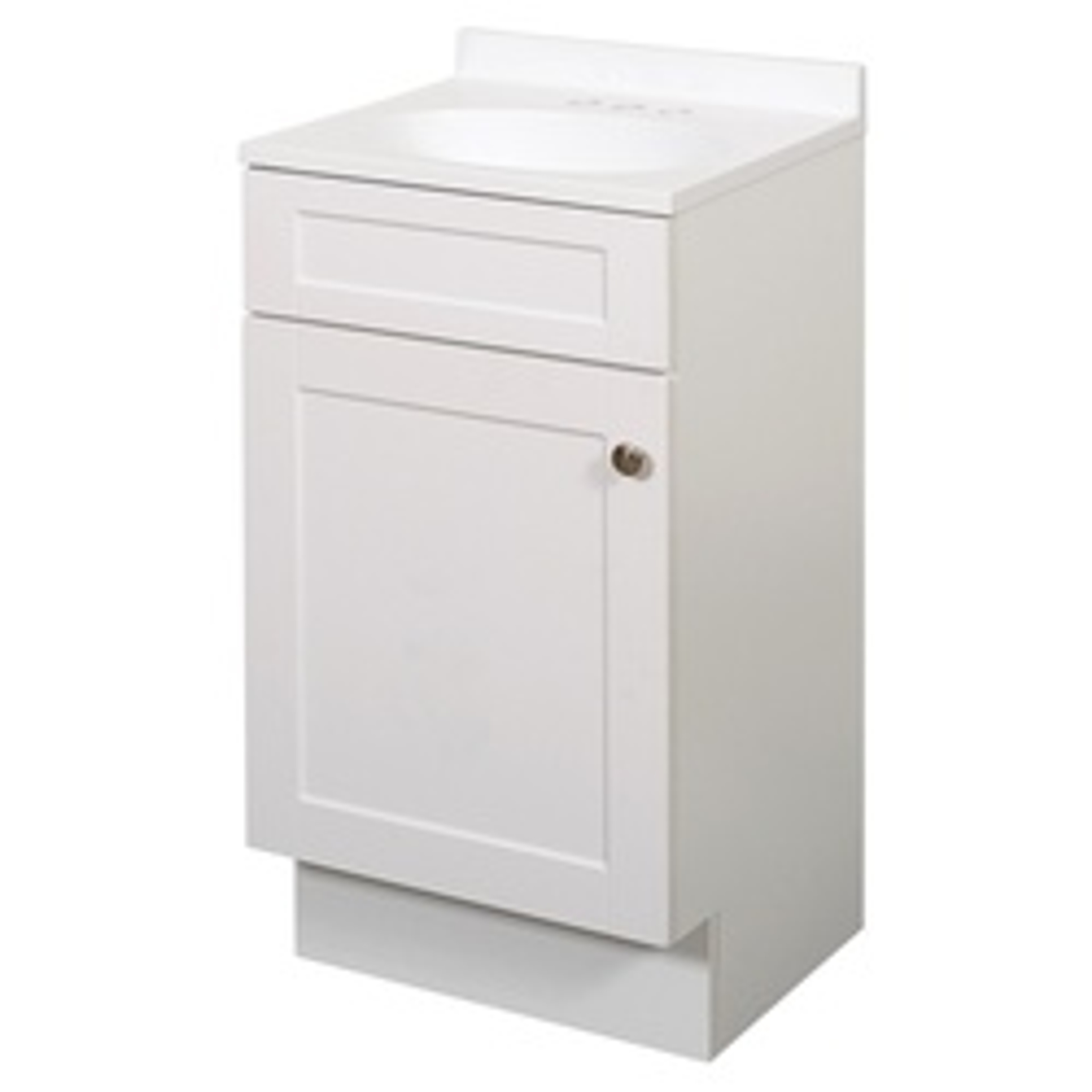 Zenna Home SBC18WW 1-Door Shaker Vanity with Top, Wood, White, Cultured Marble Sink, White Sink available at Hep Sales & North Main Lumber image number 1