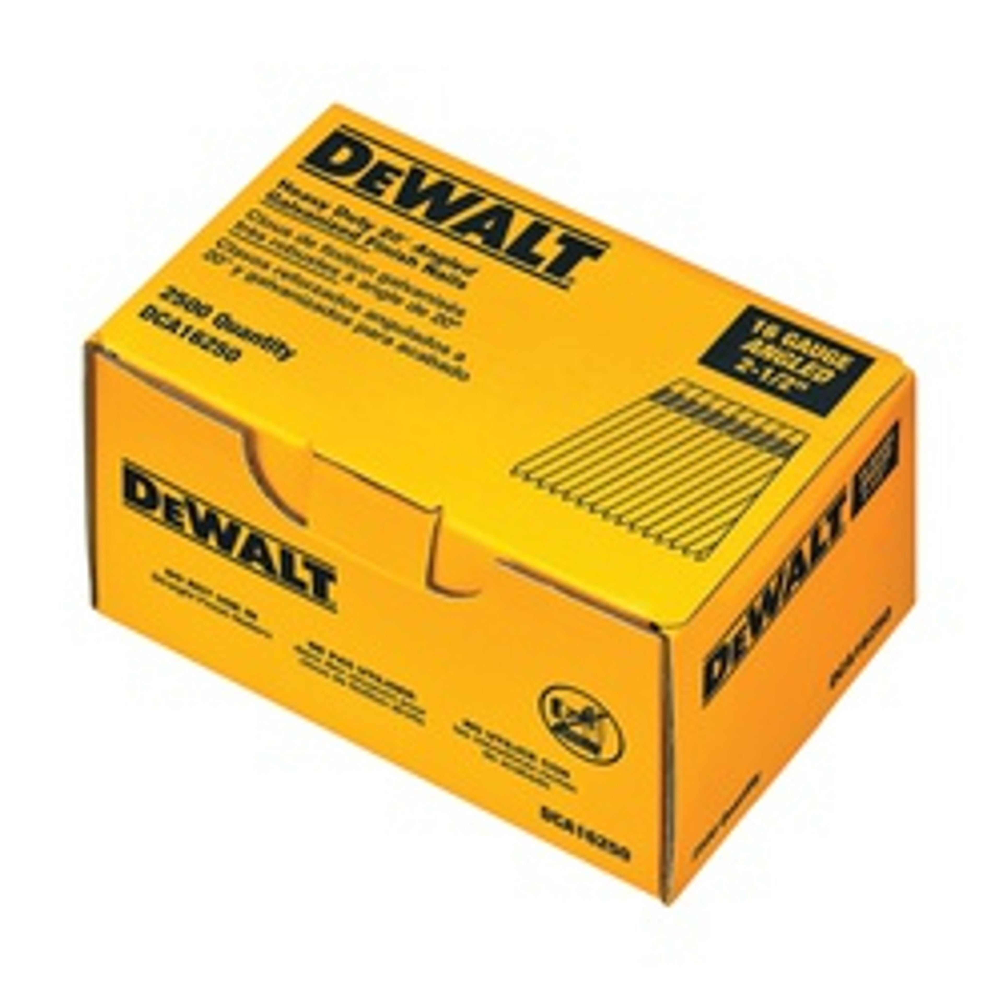 DeWALT DCA16250 Finish Nail, 2-1/2 in L, 16 Gauge, Steel, Galvanized, Brad Head, Smooth Shank, 2500/PK available at Hep Sales & North Main Lumber image number 1