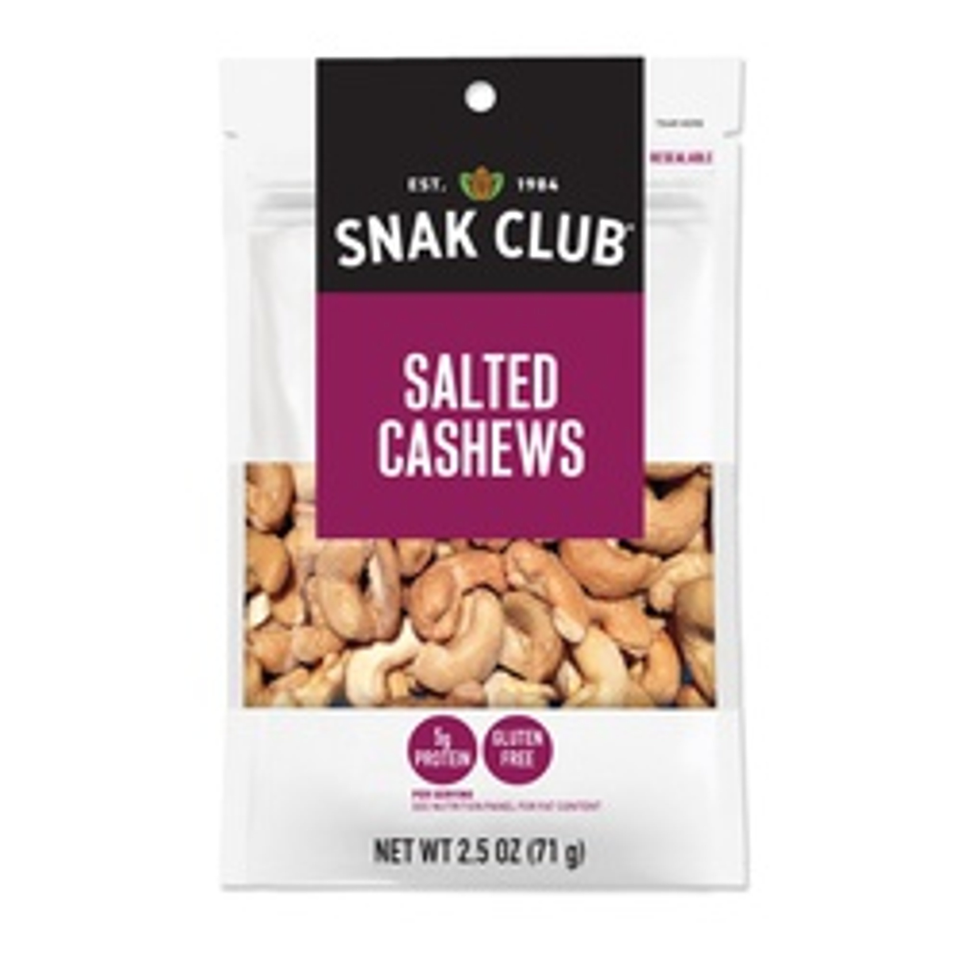 Snak Club CSU29330 Salted Cashews, 2.5 oz available at Hep Sales & North Main Lumber image number 1