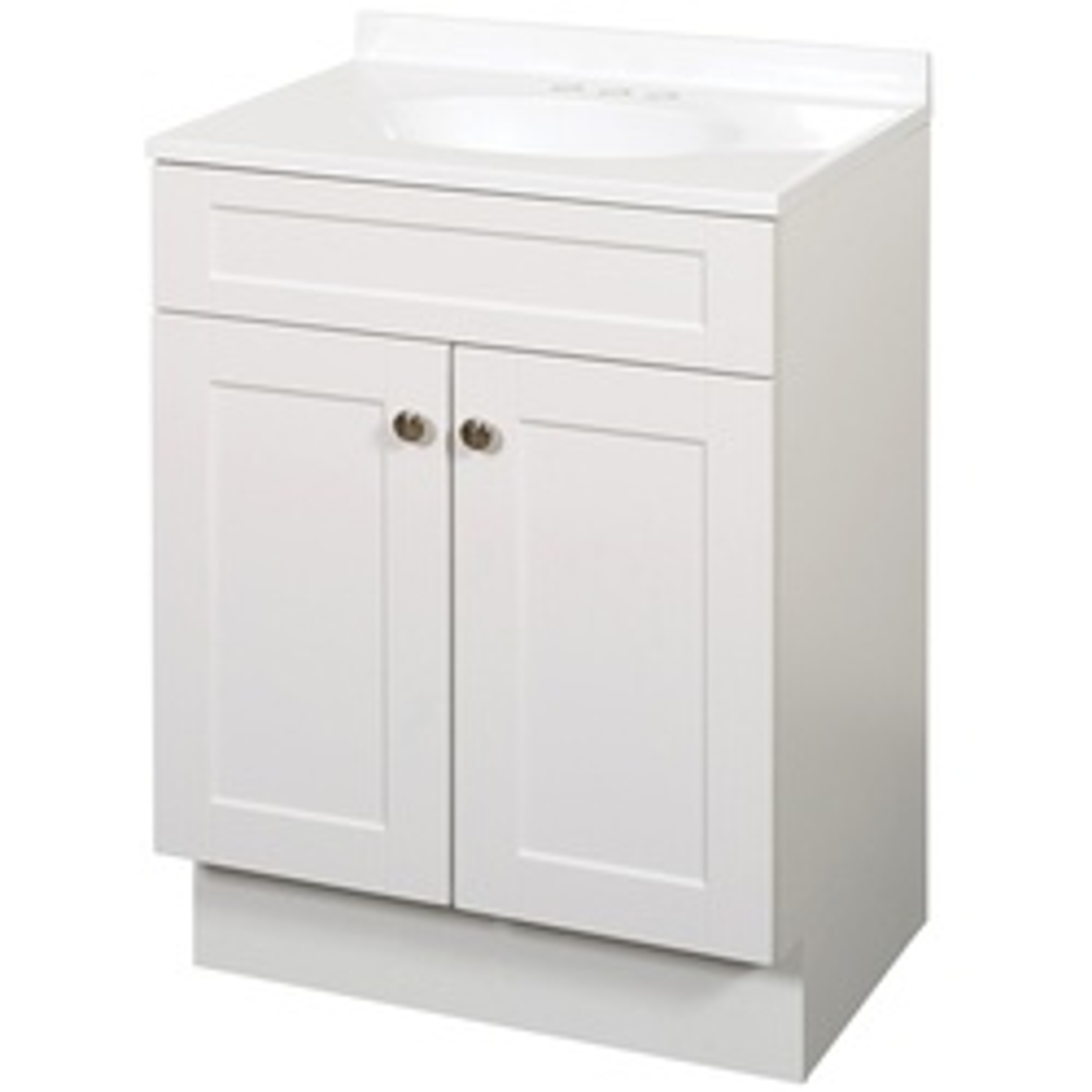 Zenna Home SBC24WW 2-Door Shaker Vanity with Top, Wood, White, Cultured Marble Sink, White Sink, 1/EA available at Hep Sales & North Main Lumber image number 1