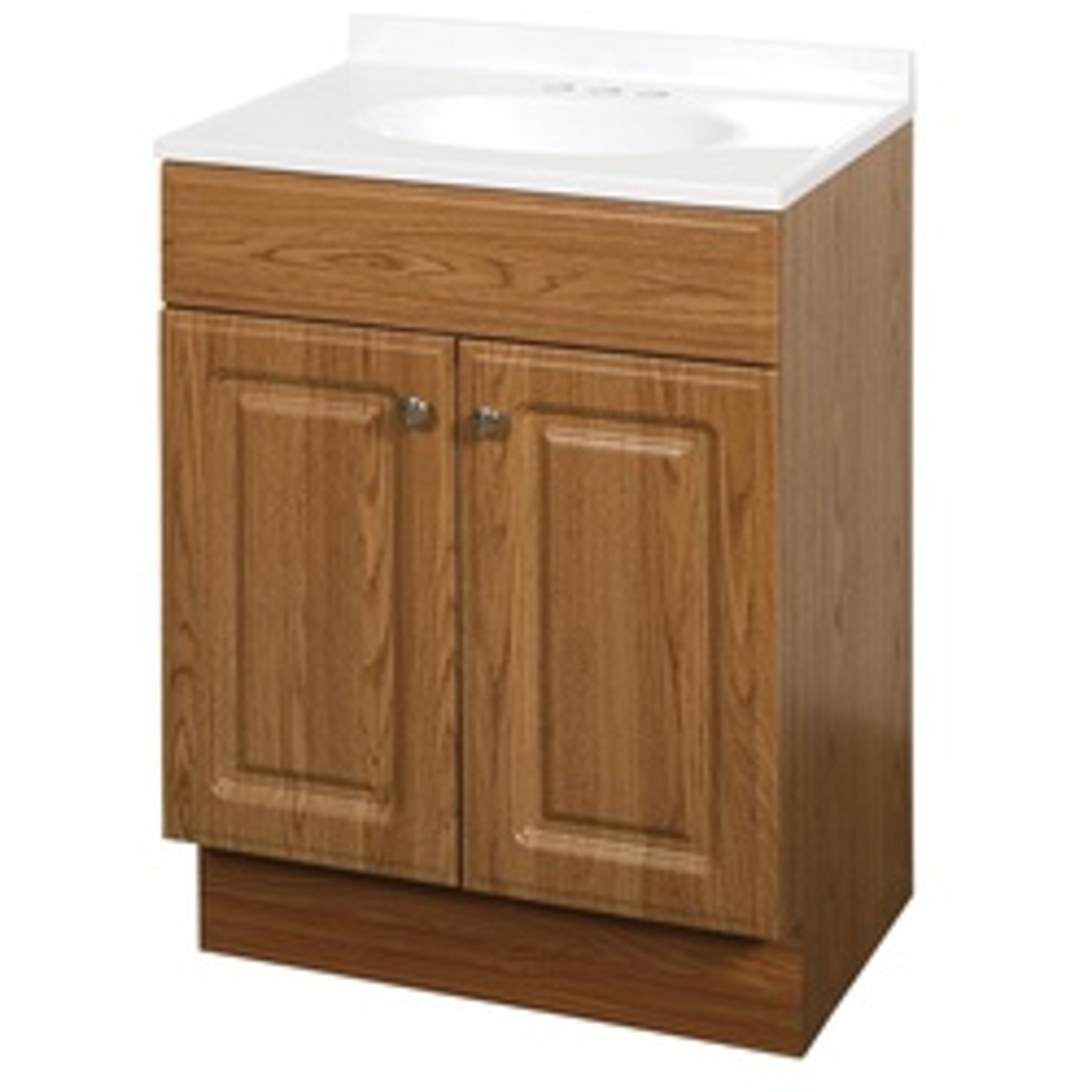 Zenna Home RBC24KK 2-Door Raised Panel Vanity with Top, Wood, Oak, Cultured Marble Sink, White Sink, 1/EA available at Hep Sales & North Main Lumber image number 1