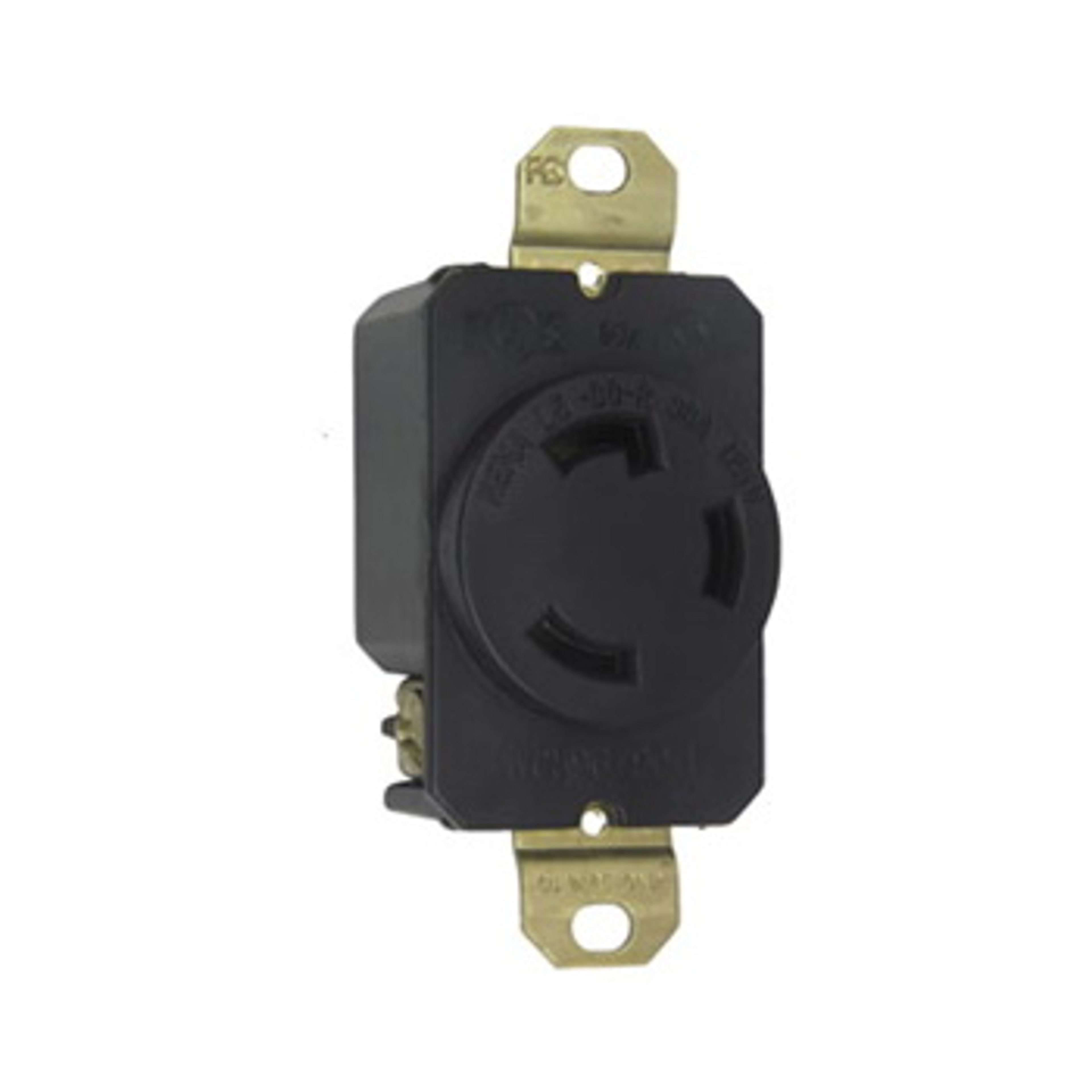 Pass & Seymour L530R Single Receptacle, 2 -Pole, 125 V, 30 A, Back Wiring, NEMA: NEMA L5-30R, Black