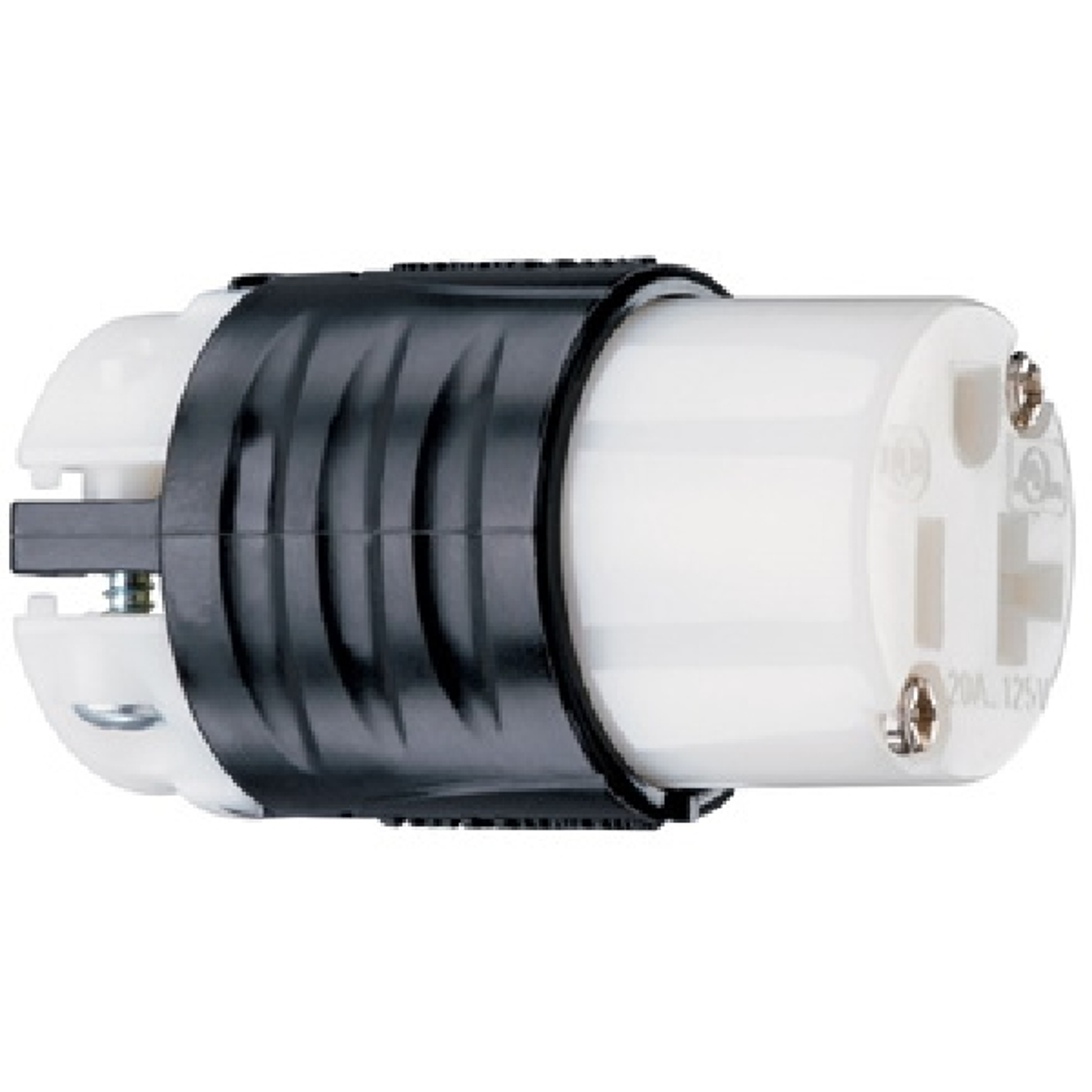 Pass & Seymour PS5369X Electrical Connector, 2 -Pole, 20 A, 125 V, NEMA: NEMA 5-20R, WD-1, Black/White