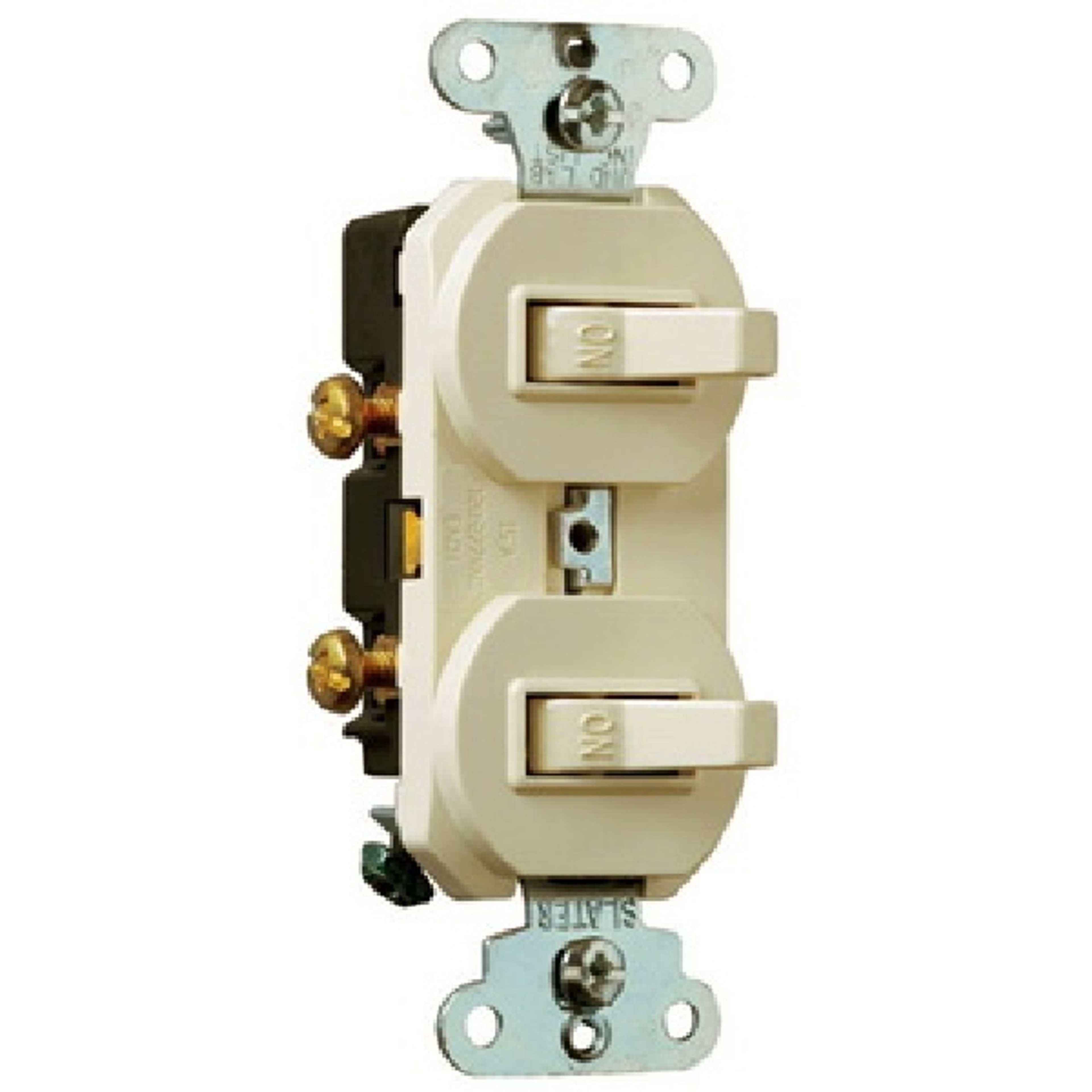 Pass & Seymour 690WGCC6 Double Combination Switch, 15 A, 120/277 VAC, Side Wire Terminal, White