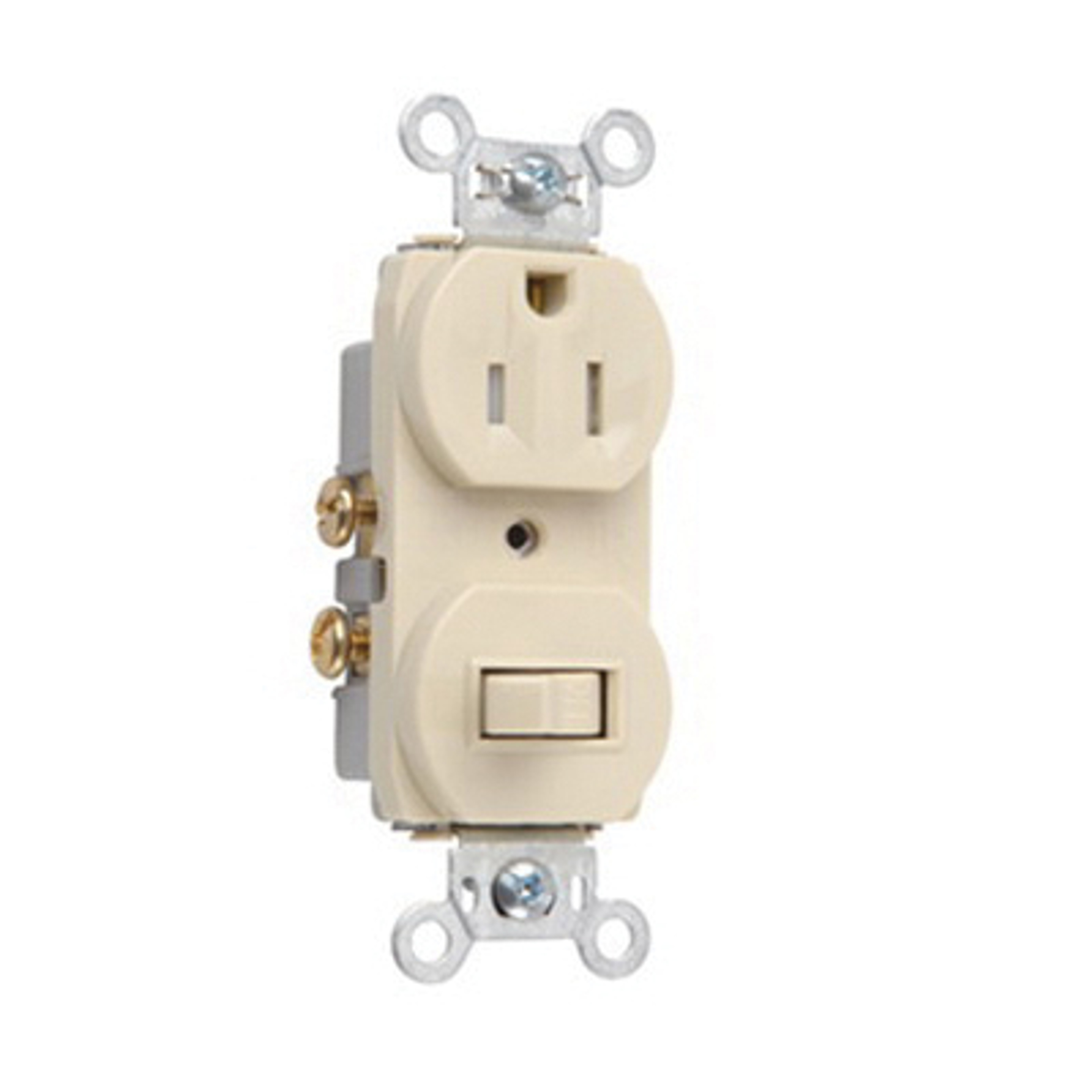 Legrand 691TRICC6 Combination Switch/Receptacle, 1 -Pole, 15 A, 120/125 V, NEMA: NEMA 5-15R, Ivory