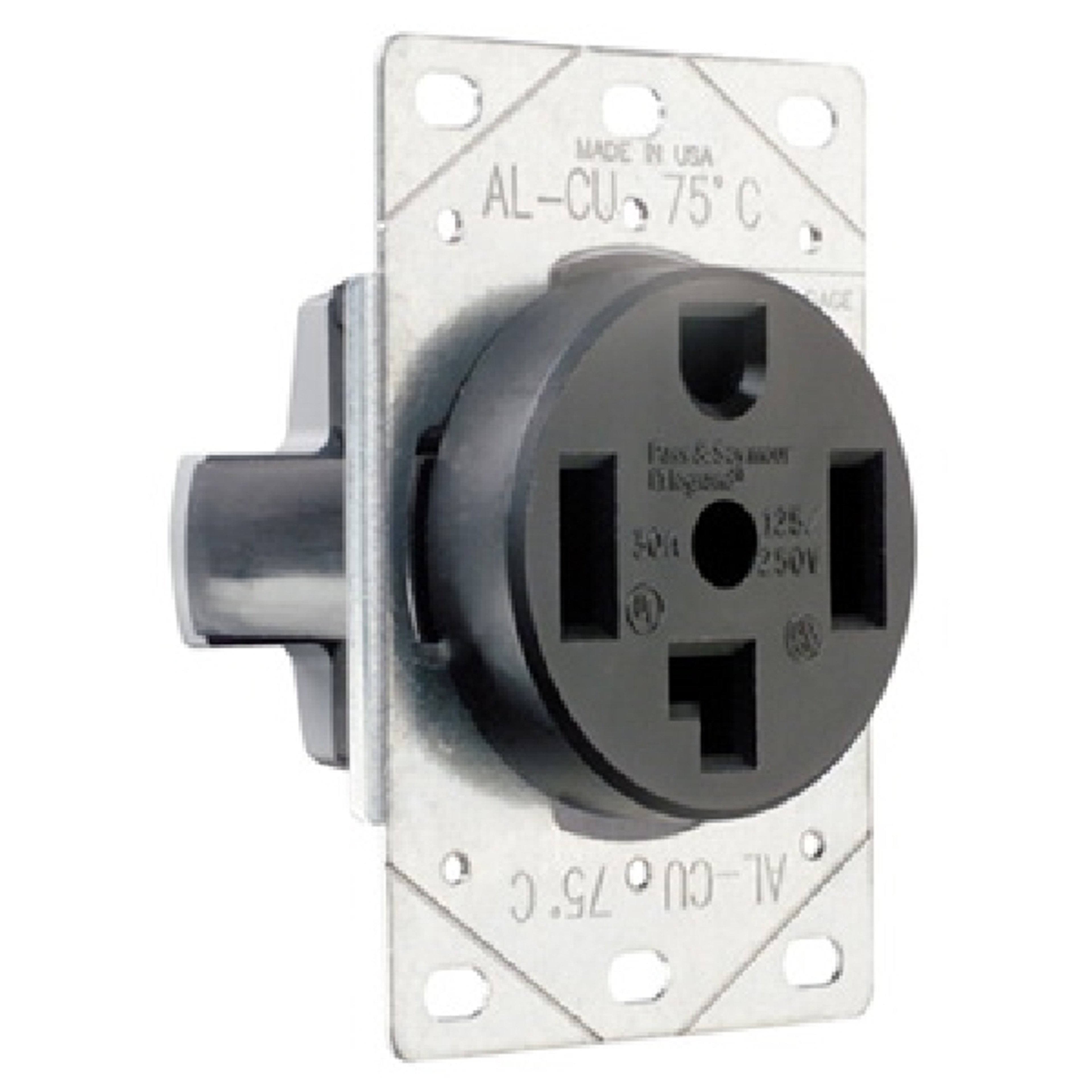 Pass & Seymour 3864CC6 Straight Blade Power Outlet Receptacle, 3 -Pole, 125/250 V, 30 A, NEMA: NEMA 14-30, Black
