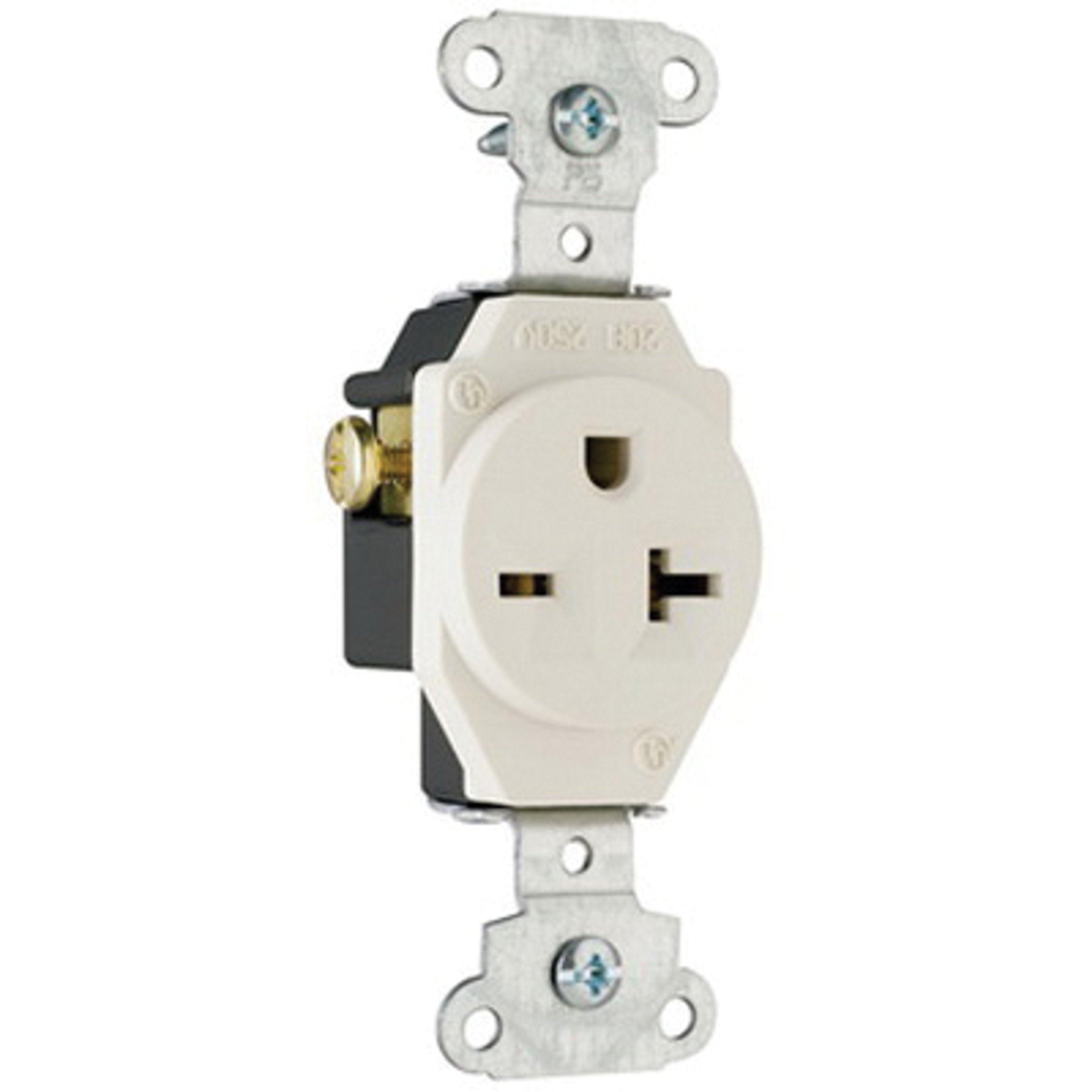Pass & Seymour 5851LACC8 Heavy-Duty Specification-Grade Single Receptacle, 2 -Pole, 250 V, 20 A, Side Wiring