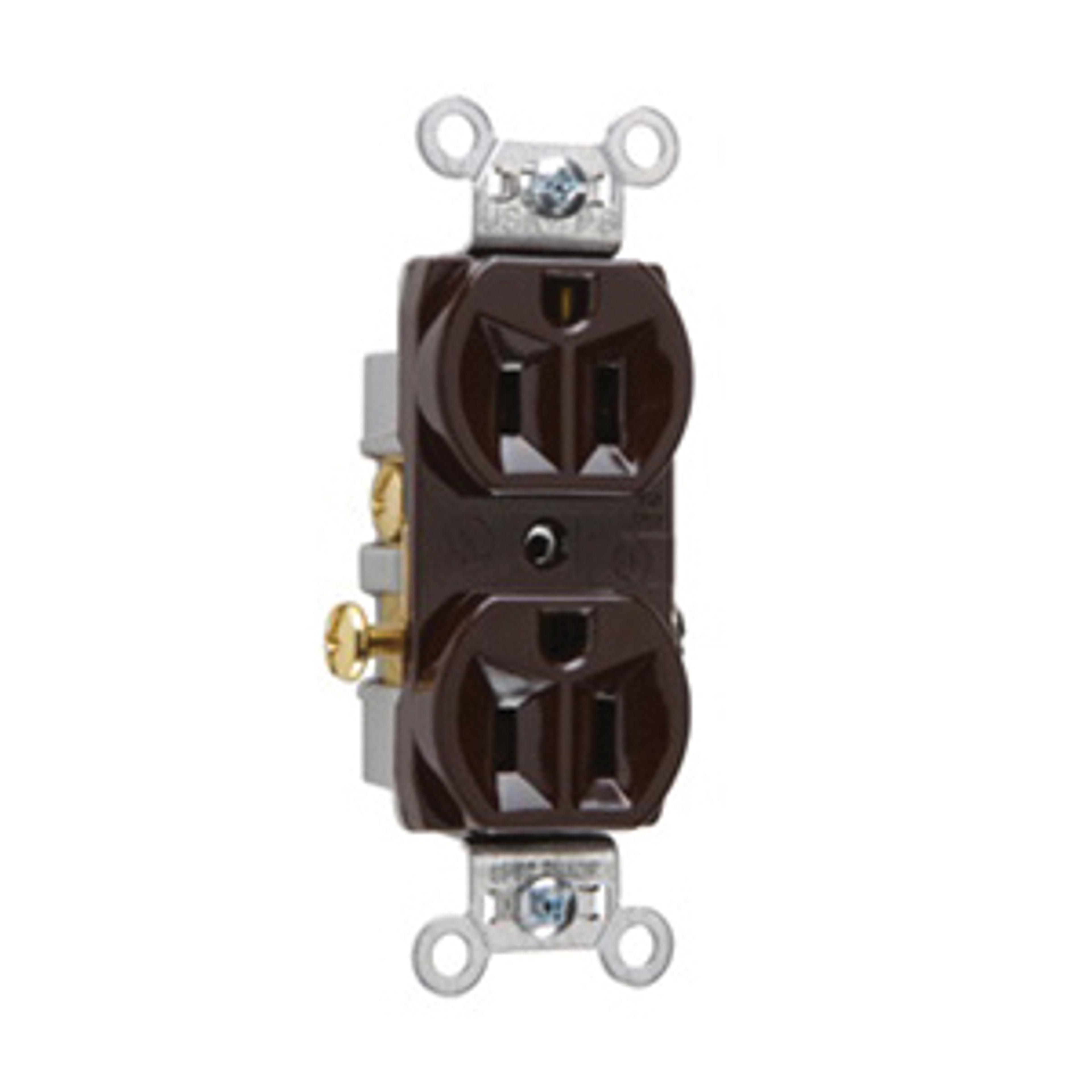 Pass & Seymour CR15 Duplex Receptacle, 2 -Pole, 15 A, 125 V, Side Wiring, NEMA: 5-15R, Brown
