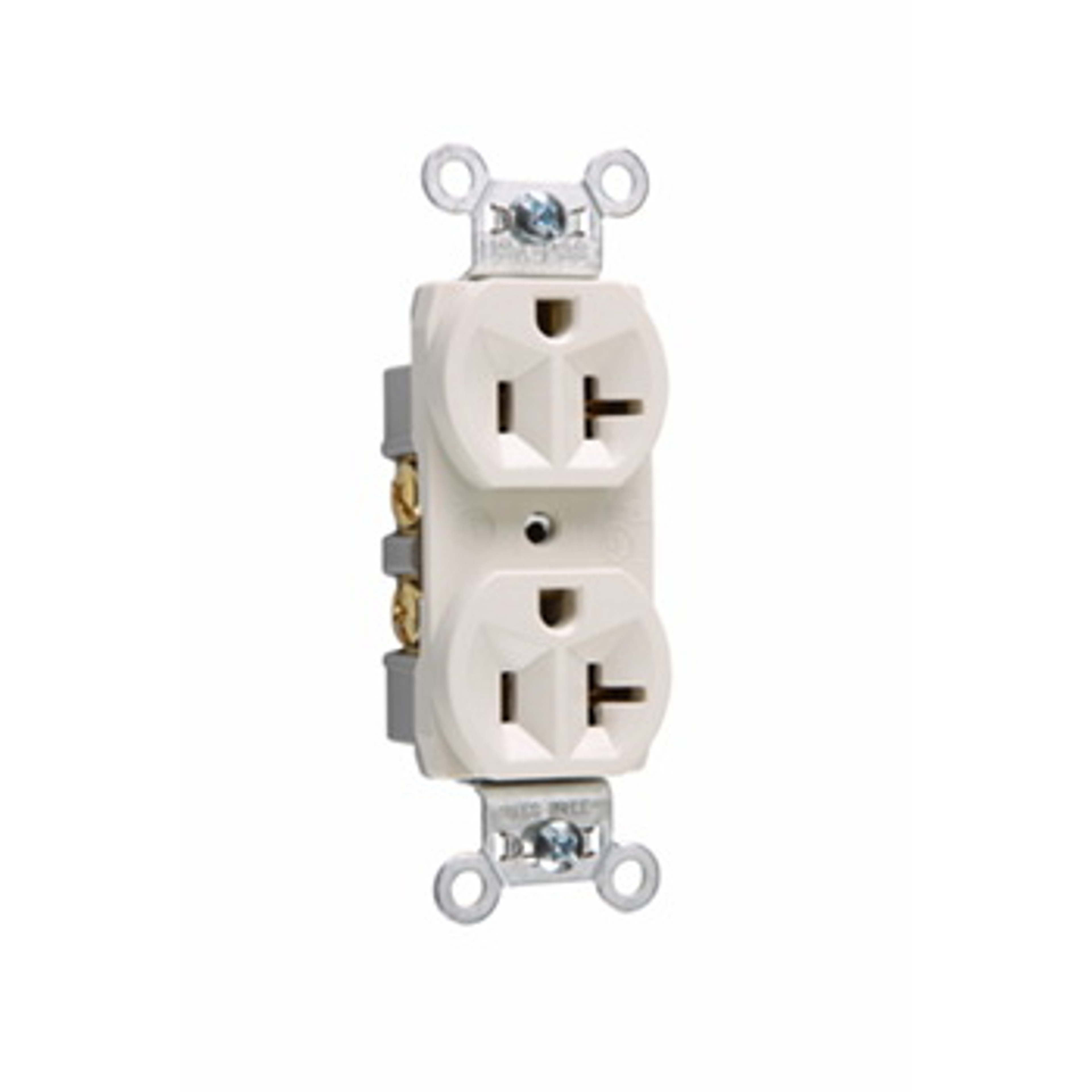 Pass & Seymour CR20LA Duplex Receptacle, 2 -Pole, 20 A, 125 V, Side Wiring, NEMA: 5-20R, Light Almond