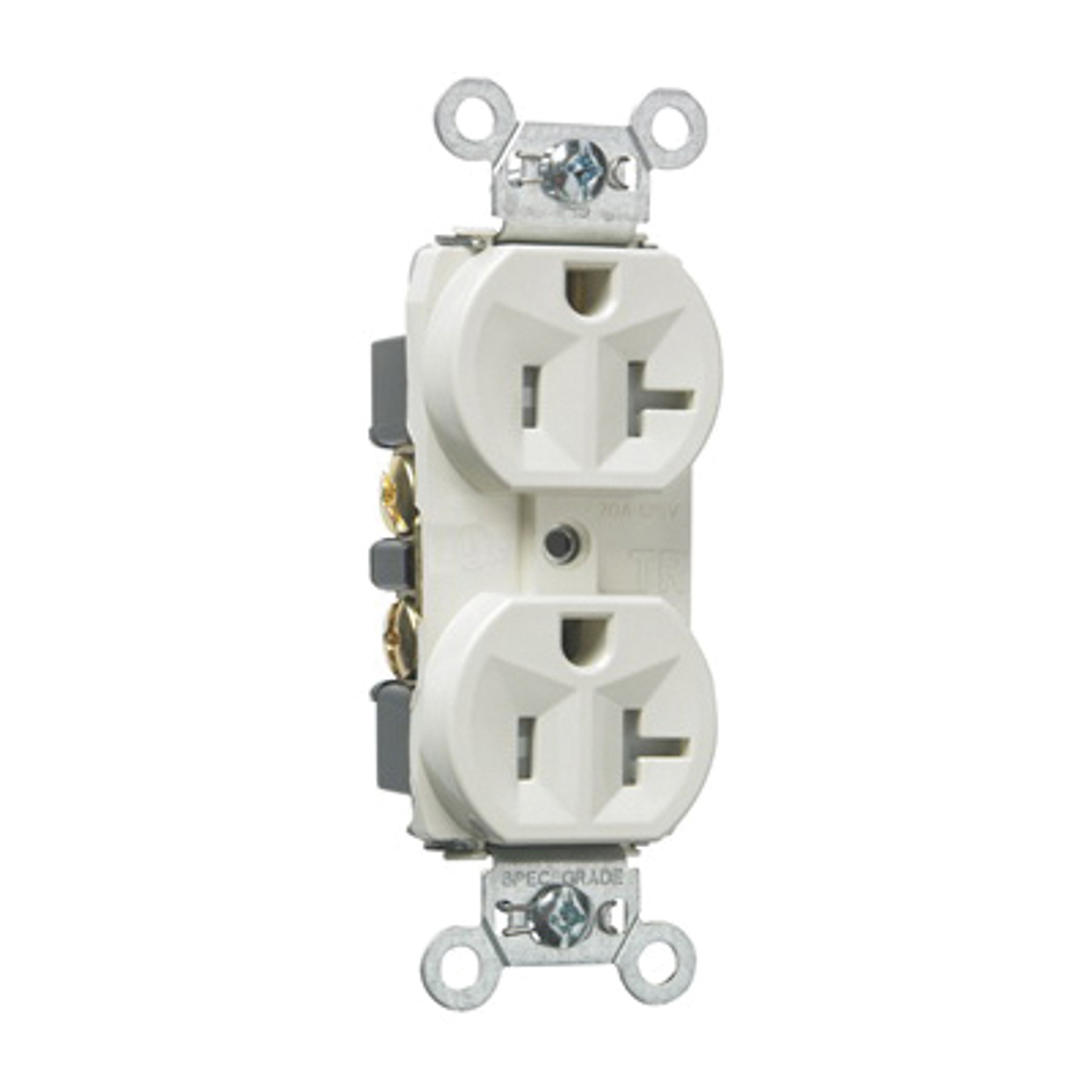 Pass & Seymour TR5362LACC12 Straight Blade Duplex Receptacle, 20 A, 125 V, Back, Side Wiring, NEMA: 5-20R
