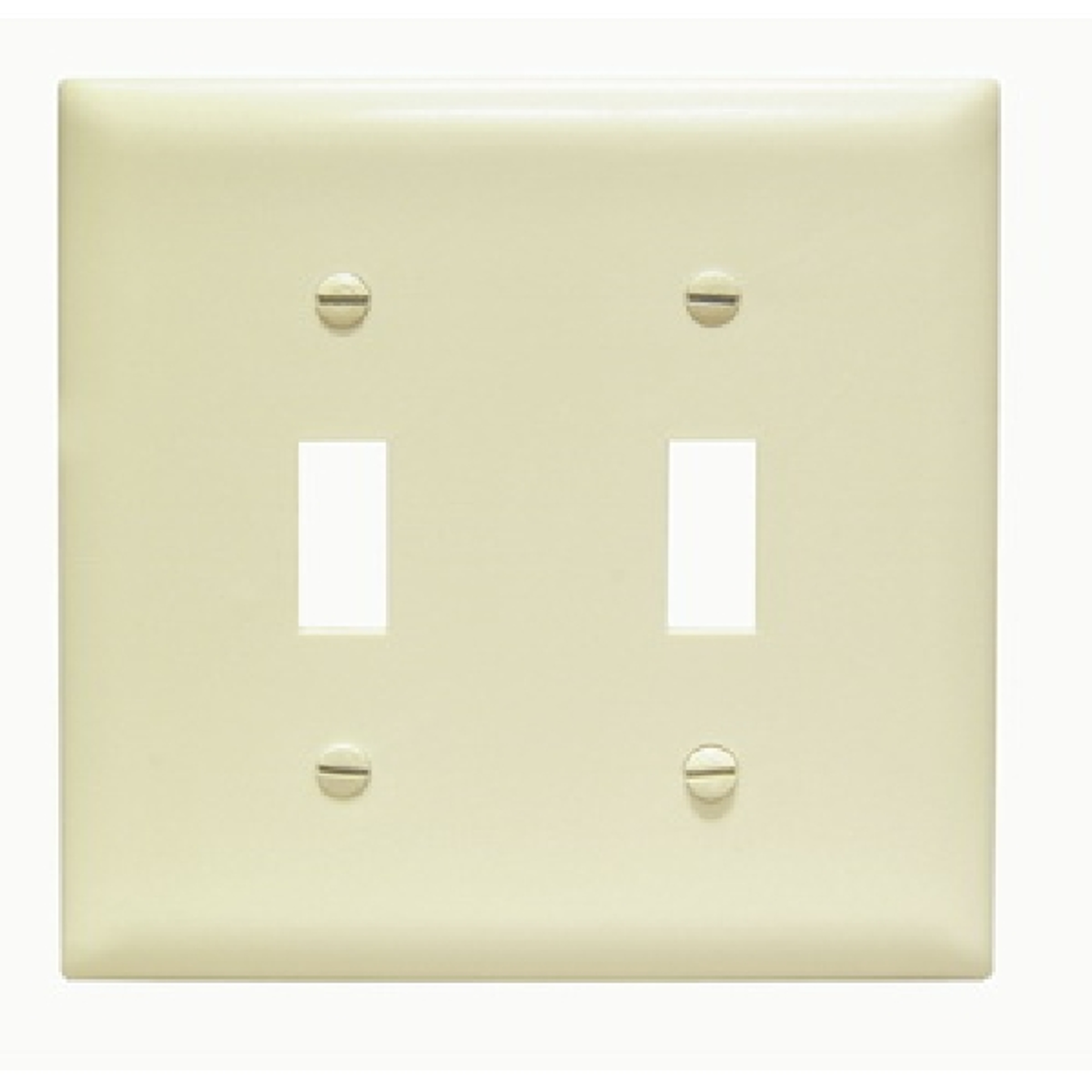 Pass & Seymour TradeMaster TP TP2-I Wallplate, 4.687 in L, 4-3/4 in W, 2 -Gang, Plastic, Ivory, Matte