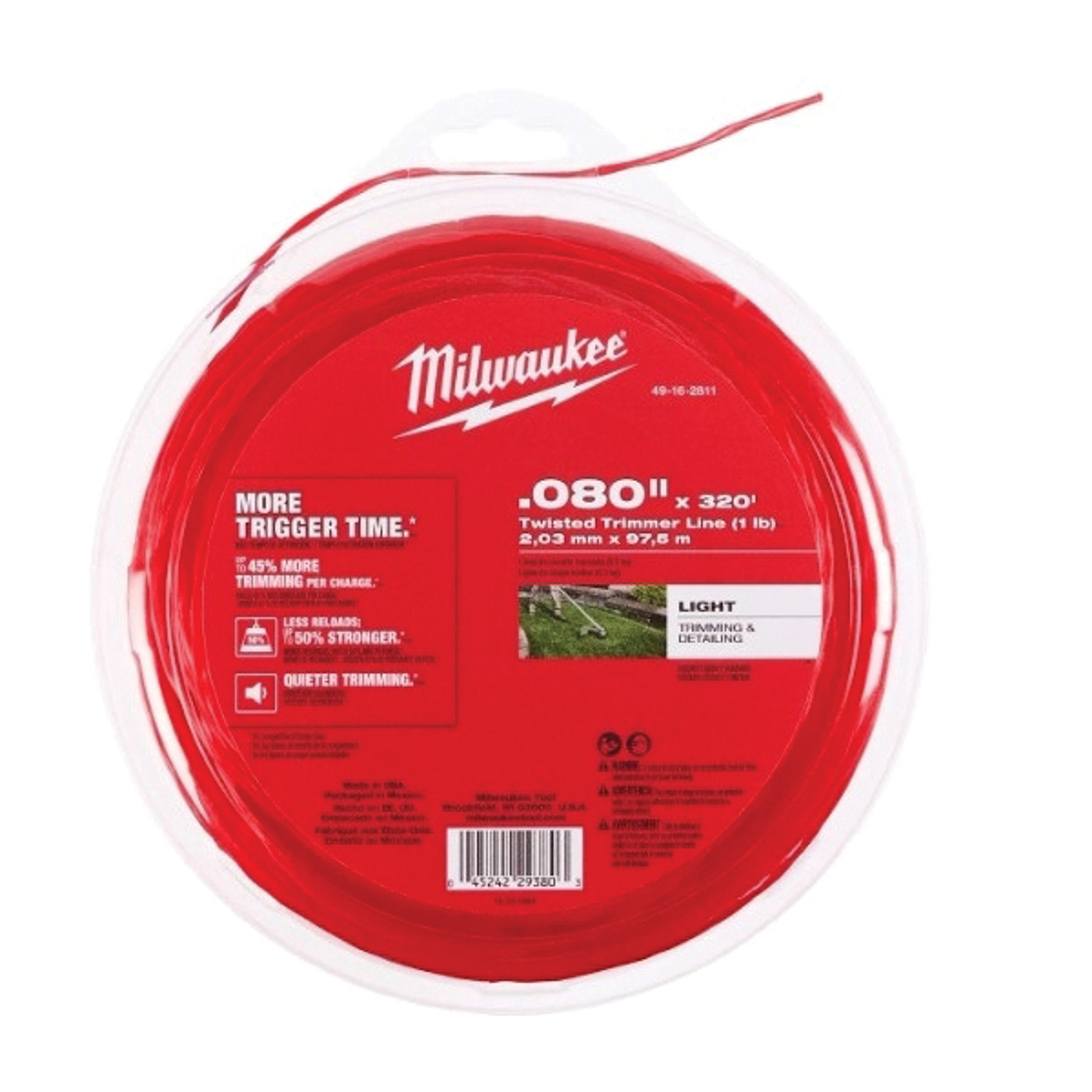 Milwaukee 49-16-2811 Twisted Trimmer Line, 0.08 in Dia, 320 in L, Nylon