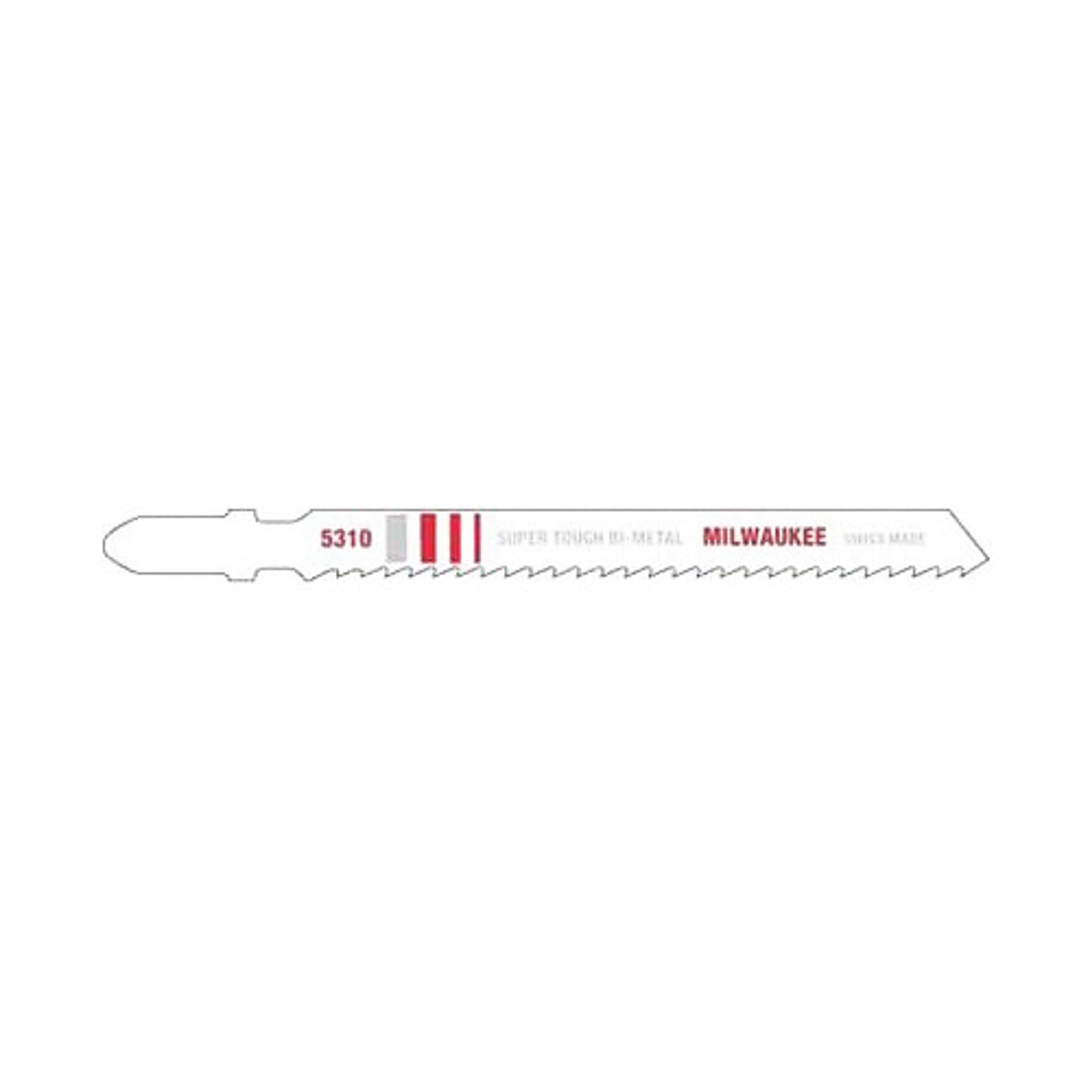 Milwaukee 48-42-5310 Jig Saw Blade, 9/32 in W, 4 in L, 10 TPI, Bi-Metal Cutting Edge, 5/PK