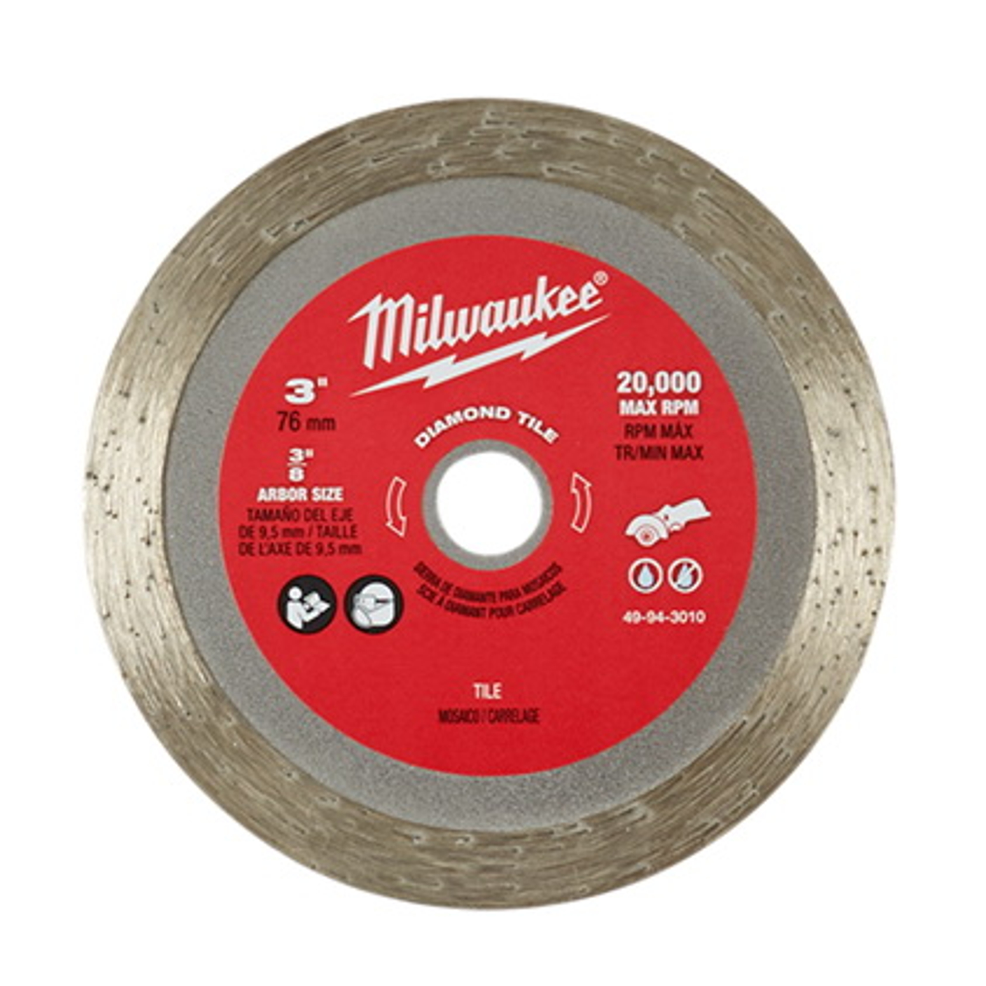 Milwaukee 49-94-3010 Diamond Tile Blade, 3 in W
